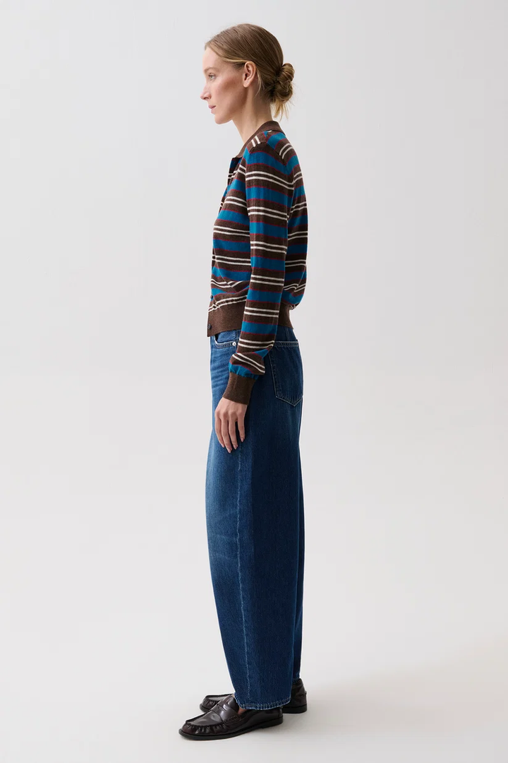 Lyvia Merion Polo Cardigan-Tealwood Stripe