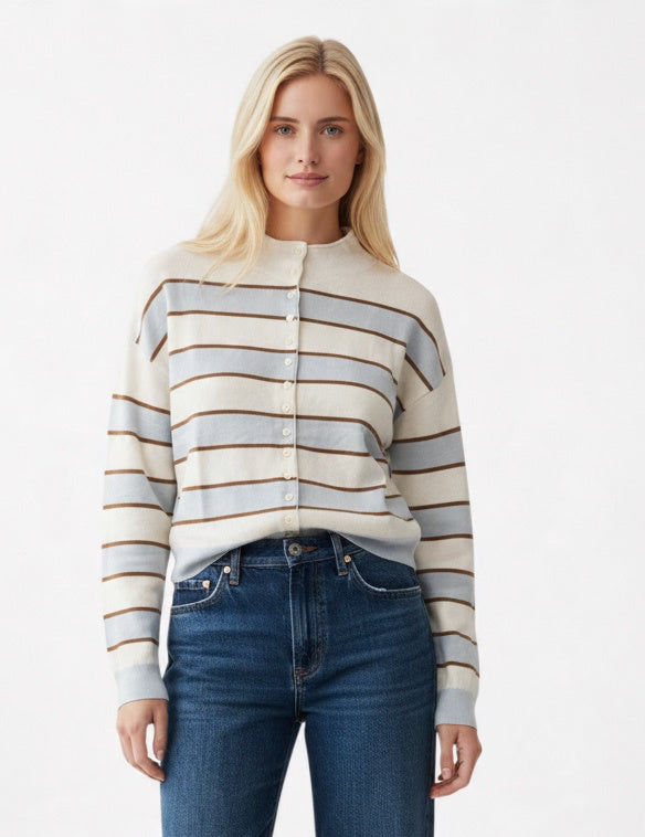 Claude Cardigan-Ivory & Blue