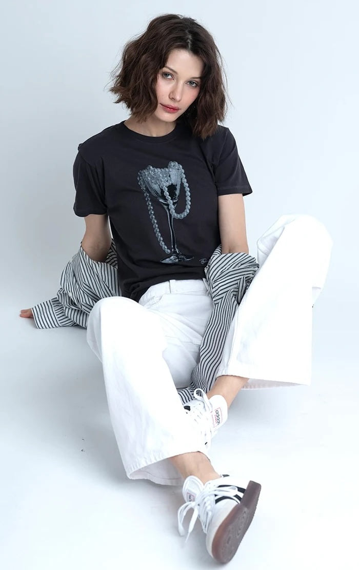 Overflow Mushie Tee Worn Black