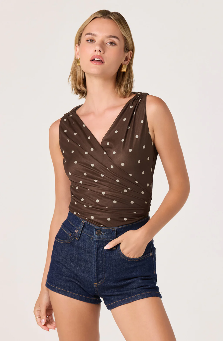 Claudia Bodysuit-Brown Polka Dot