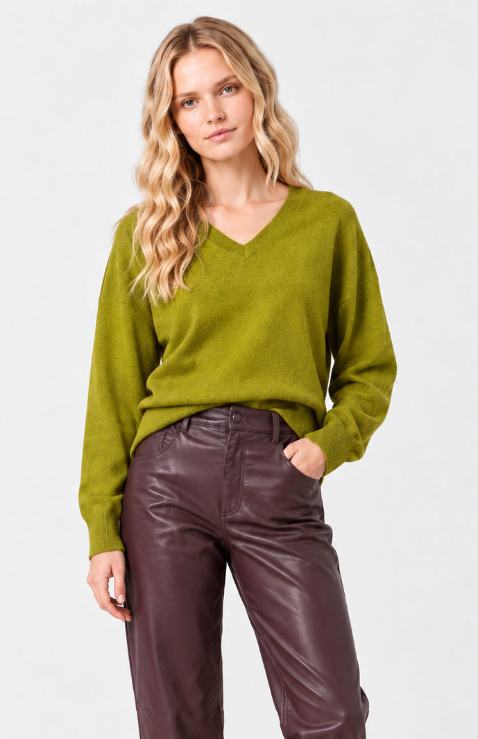 Cindy V-Neck Sweater-Chartreuse