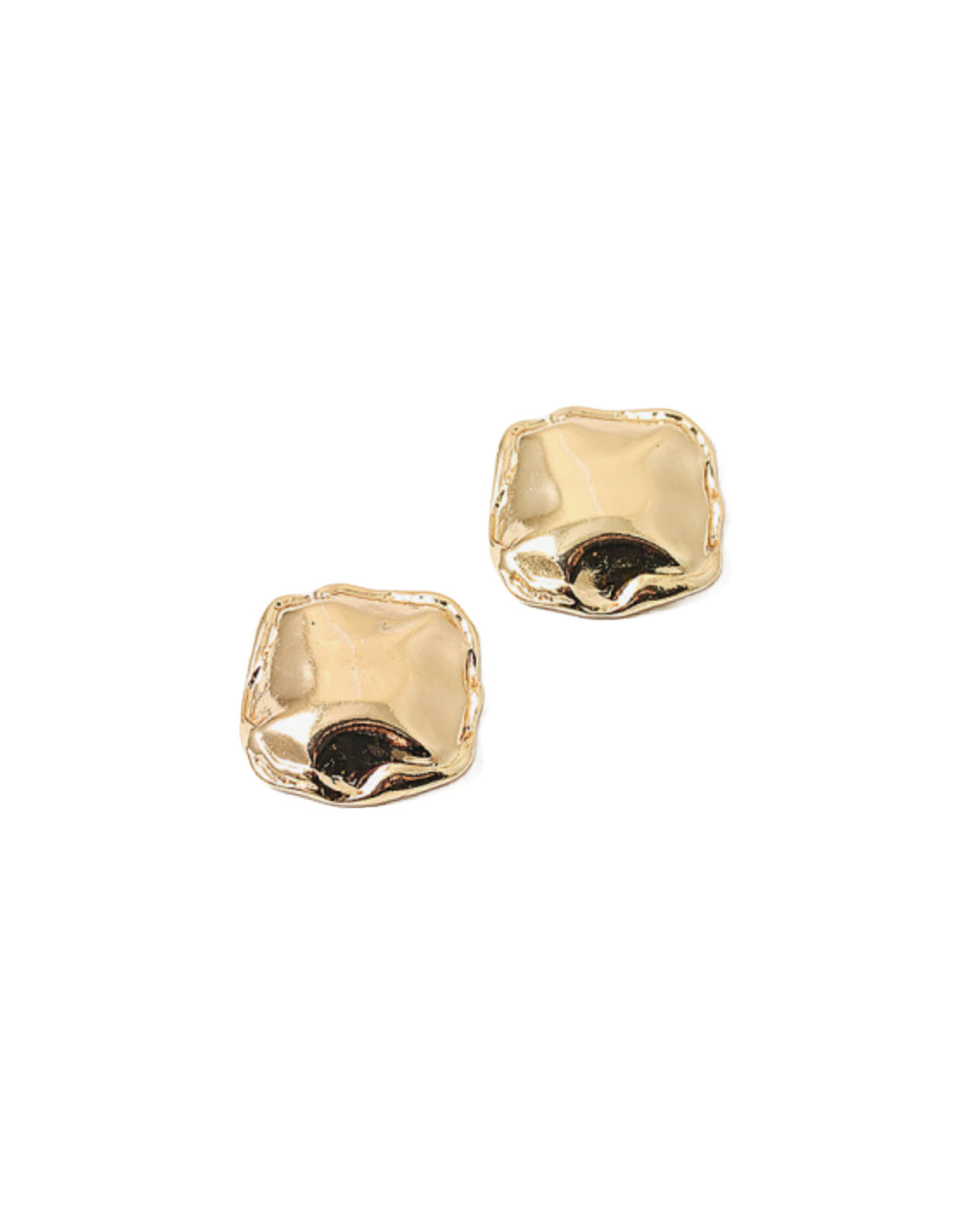 Hammered Gold Square Earring