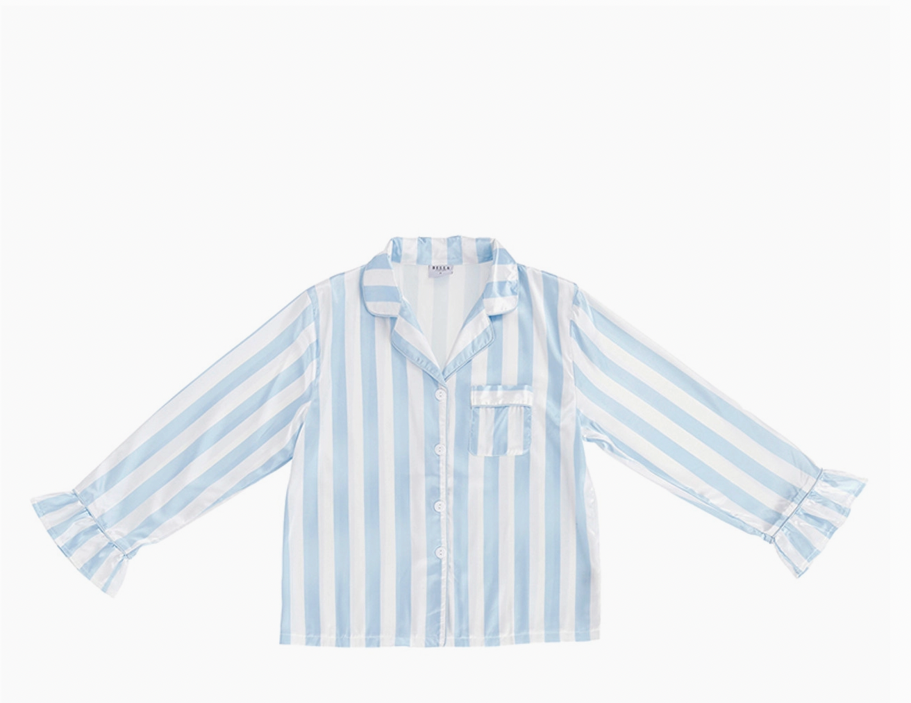 Ruffle PJ Set w/Velvet Tie- Blue Stripe