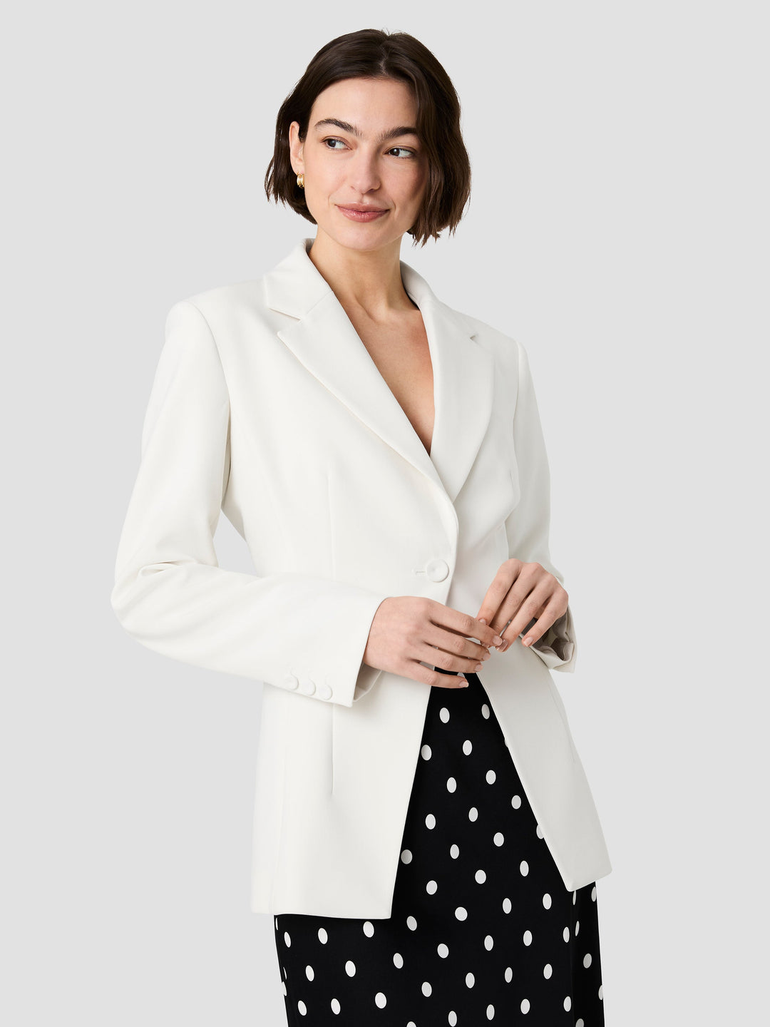 Azra Twill Cinched Blazer-Porcelain Cream