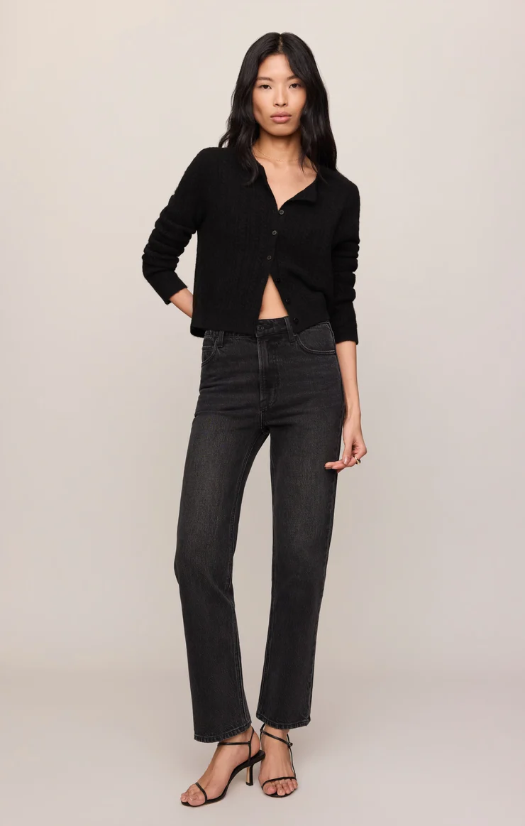 Medina Pointelle Cardigan-Black
