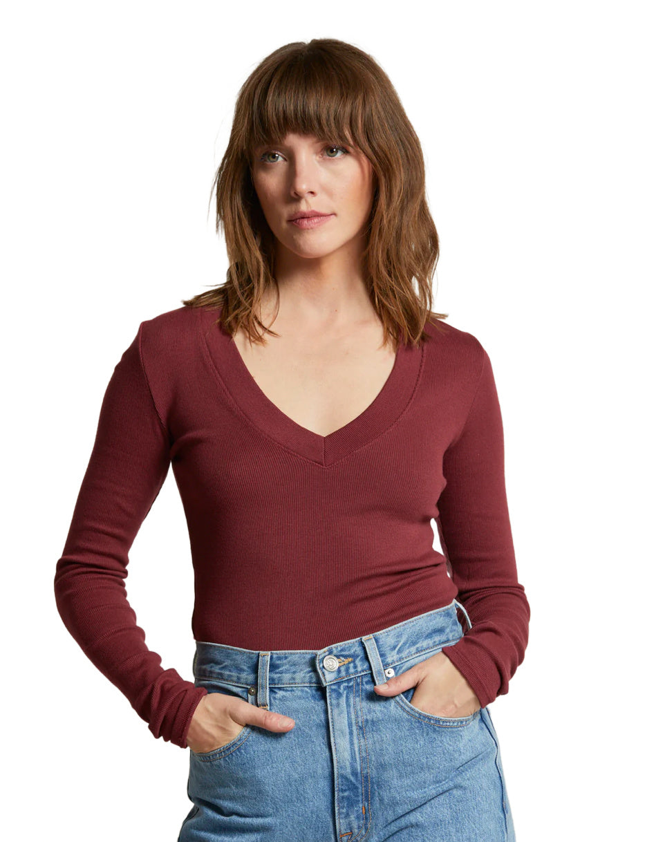 Robyn Luxe Rib Long Sleeve  Cranberry