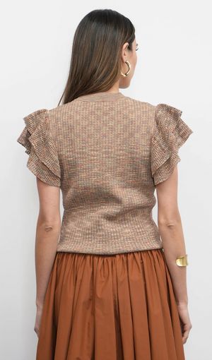 Rowe Crewneck Flutter Slv -Brown
