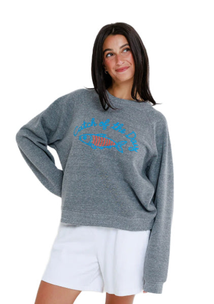 Catch of the Day Raglan Crew-Grey
