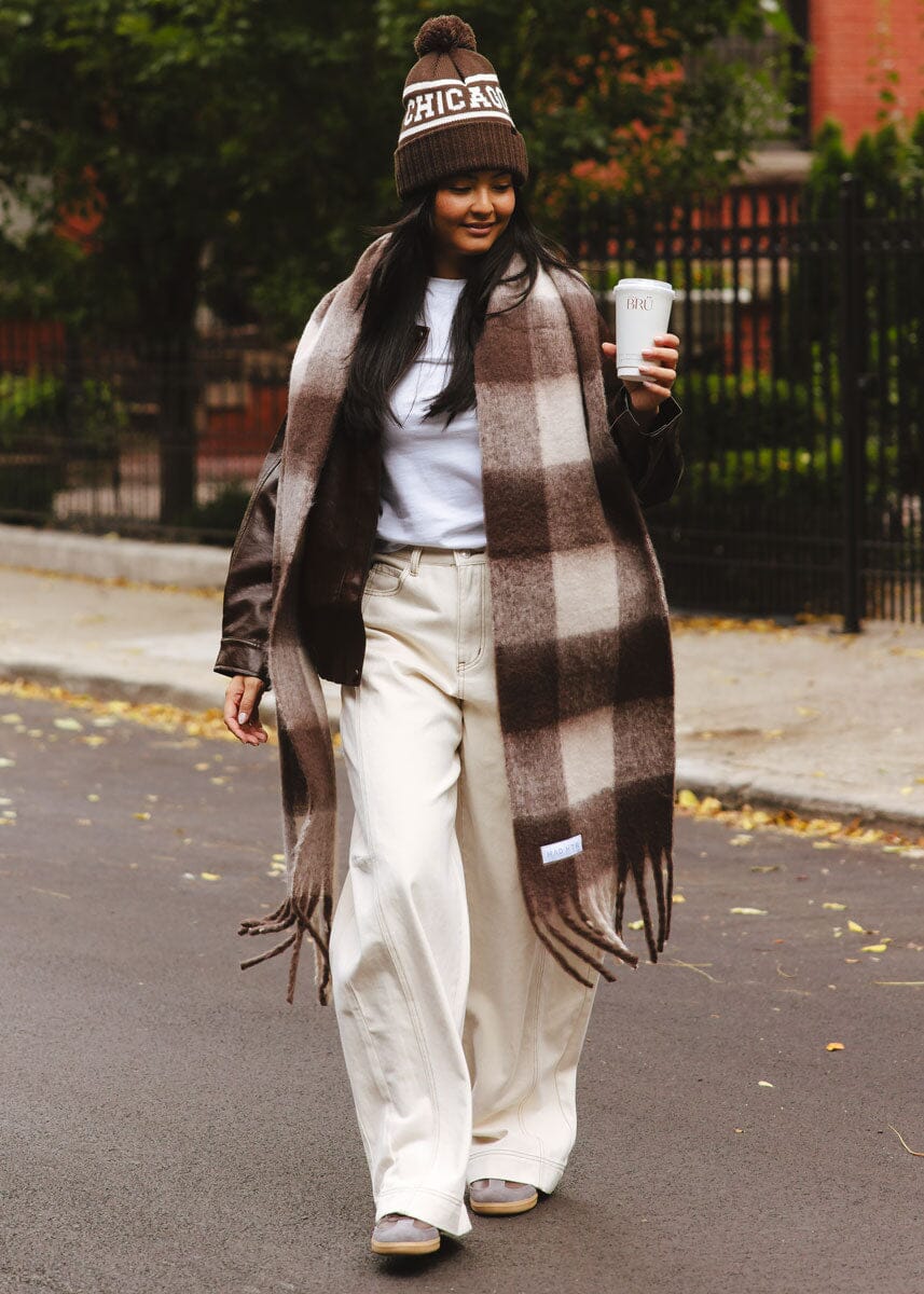 Oversized Blanket Scarf Espresso & Cream