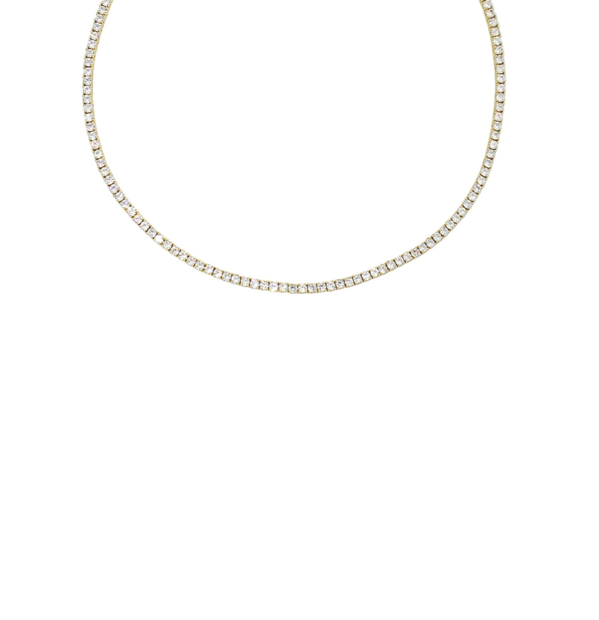 SS-Gold Tennis Necklace CZ