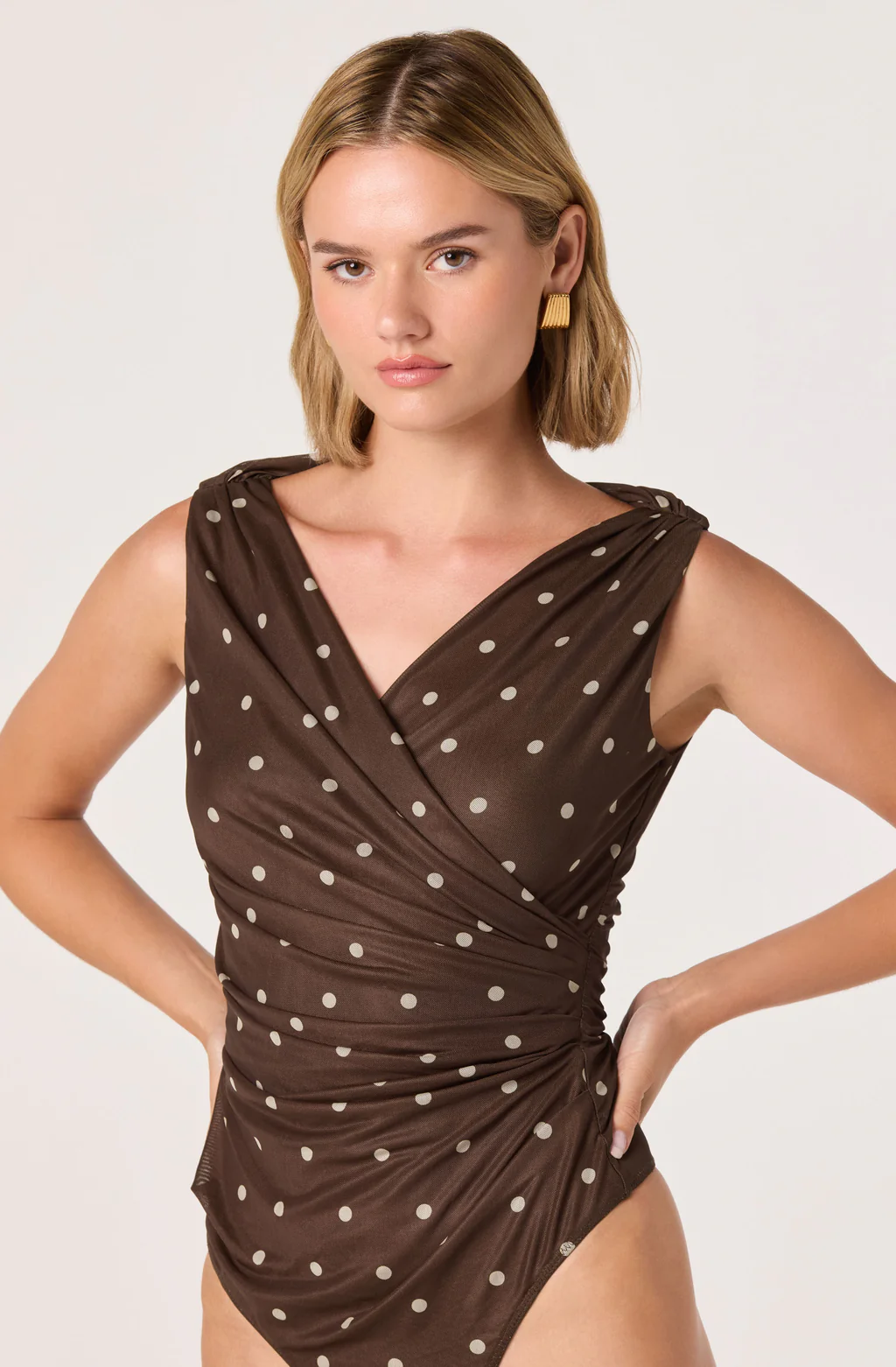Claudia Bodysuit-Brown Polka Dot