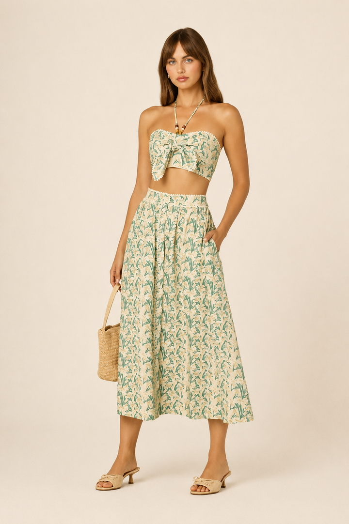 Keesha Skirt-Green Pink Multi