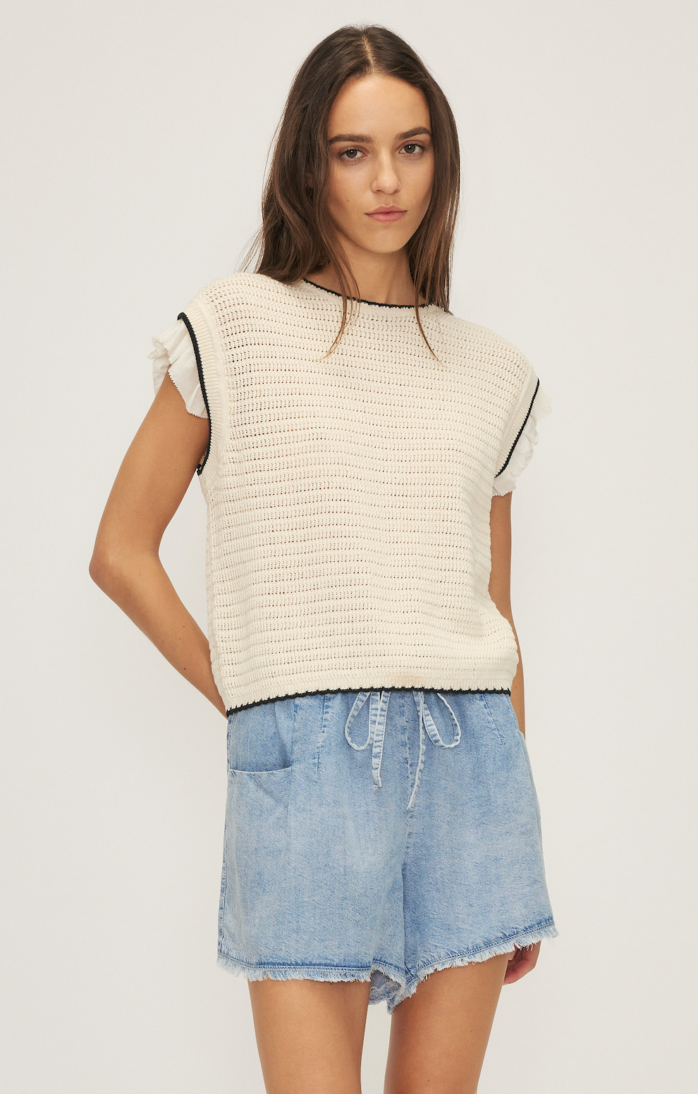 Mali Sweater Top- Cream and Black