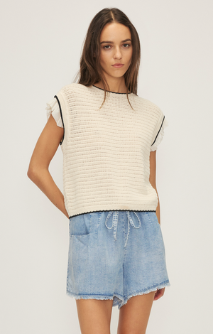 Mali Sweater Top- Cream and Black