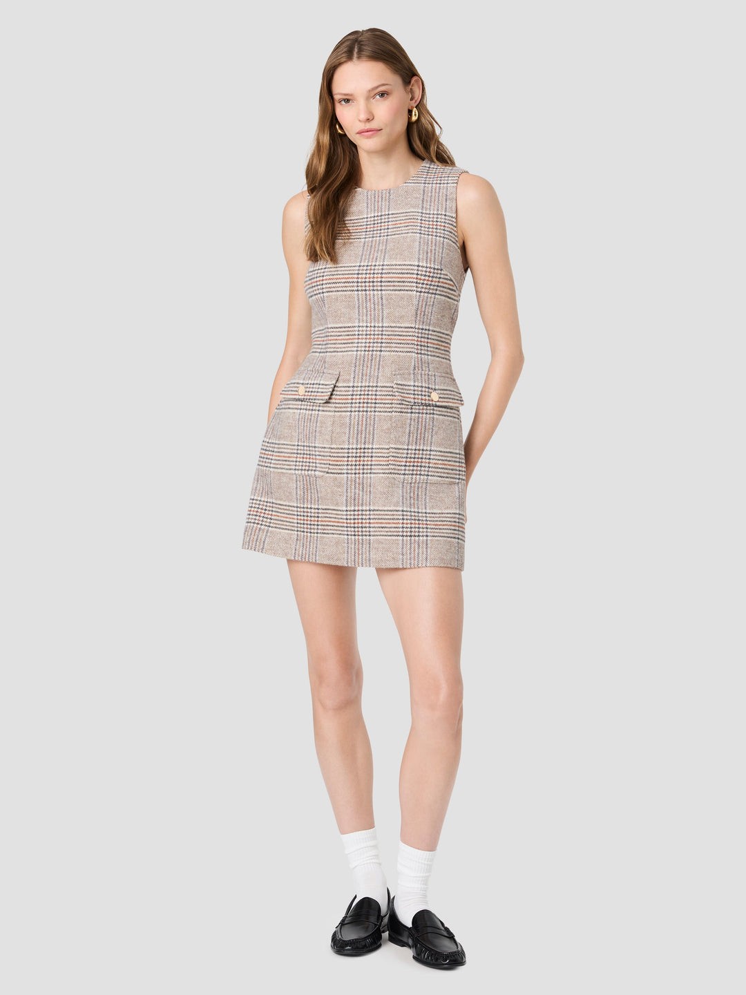Sutton Plaid Mini Dress-Ash Gray Multi