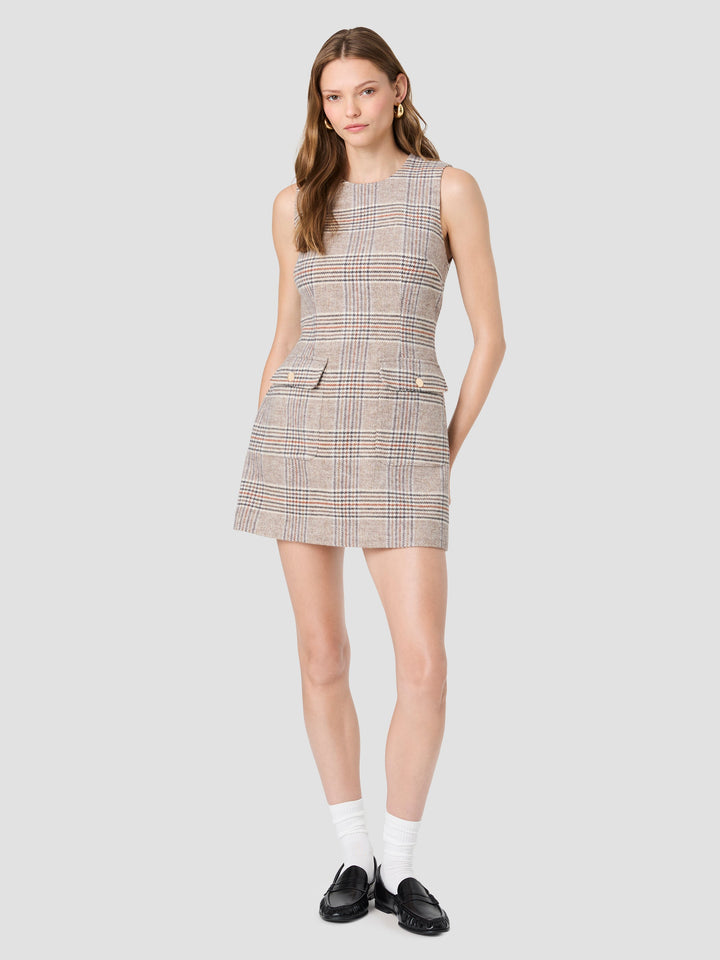 Sutton Plaid Mini Dress-Ash Gray Multi