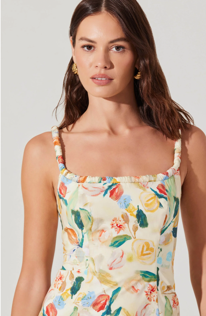 Keyla Drop Waist Bubble Dress Yellow Green