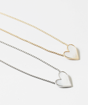 Love Collection- MOP Asymmetrical Heart Silver