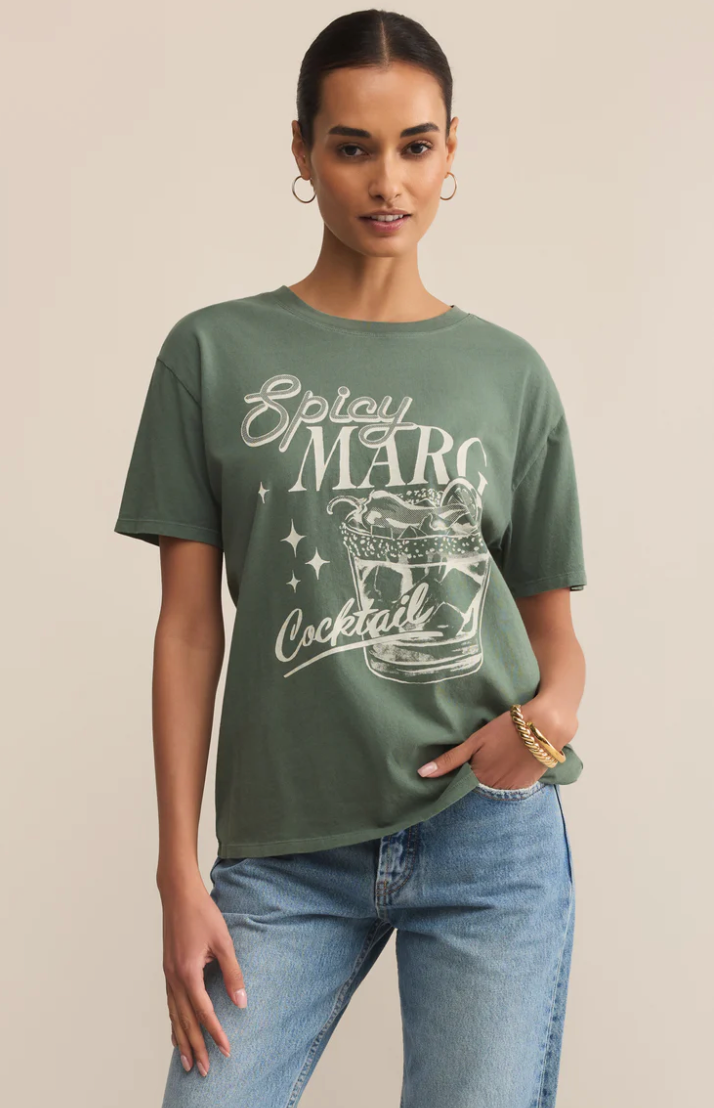 Spicy Marg Boyfriend Tee Hunter Green