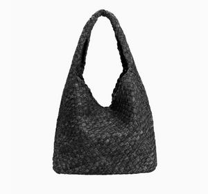 Johanna Black Denim Large Shoulder Bag