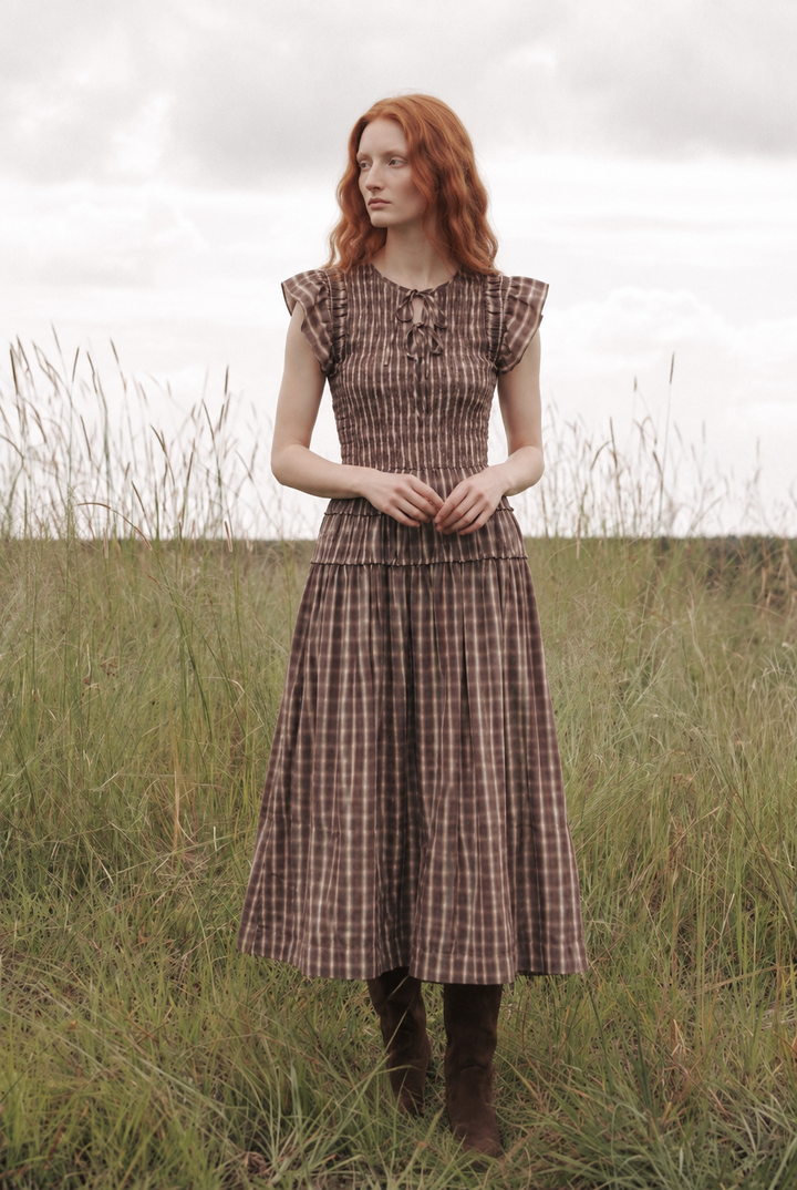 Hailey Brown Gingham Dress