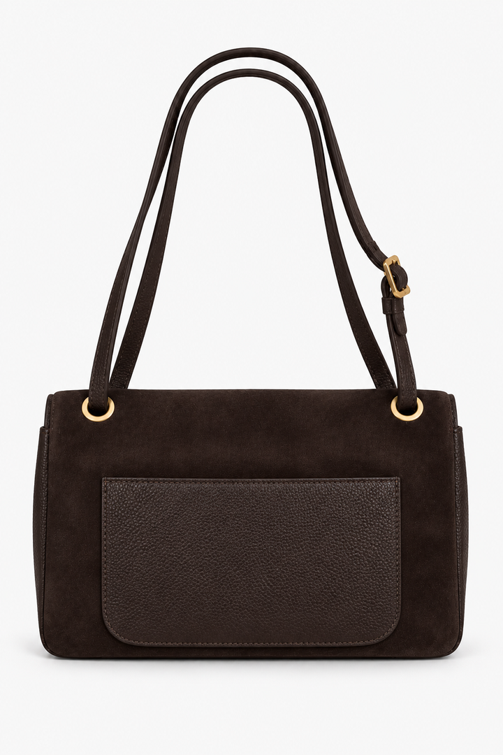 Aurora Suede Tote- Dark Brown