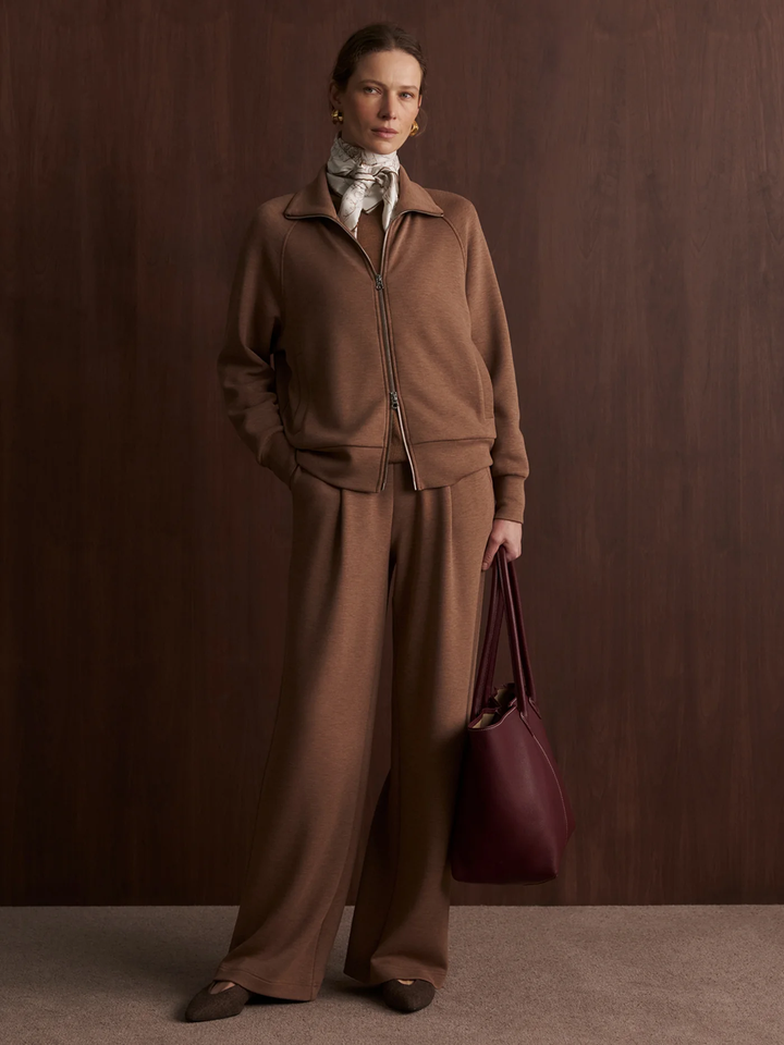 Tyde Zip Through Sweat-Golden Bronze Marl