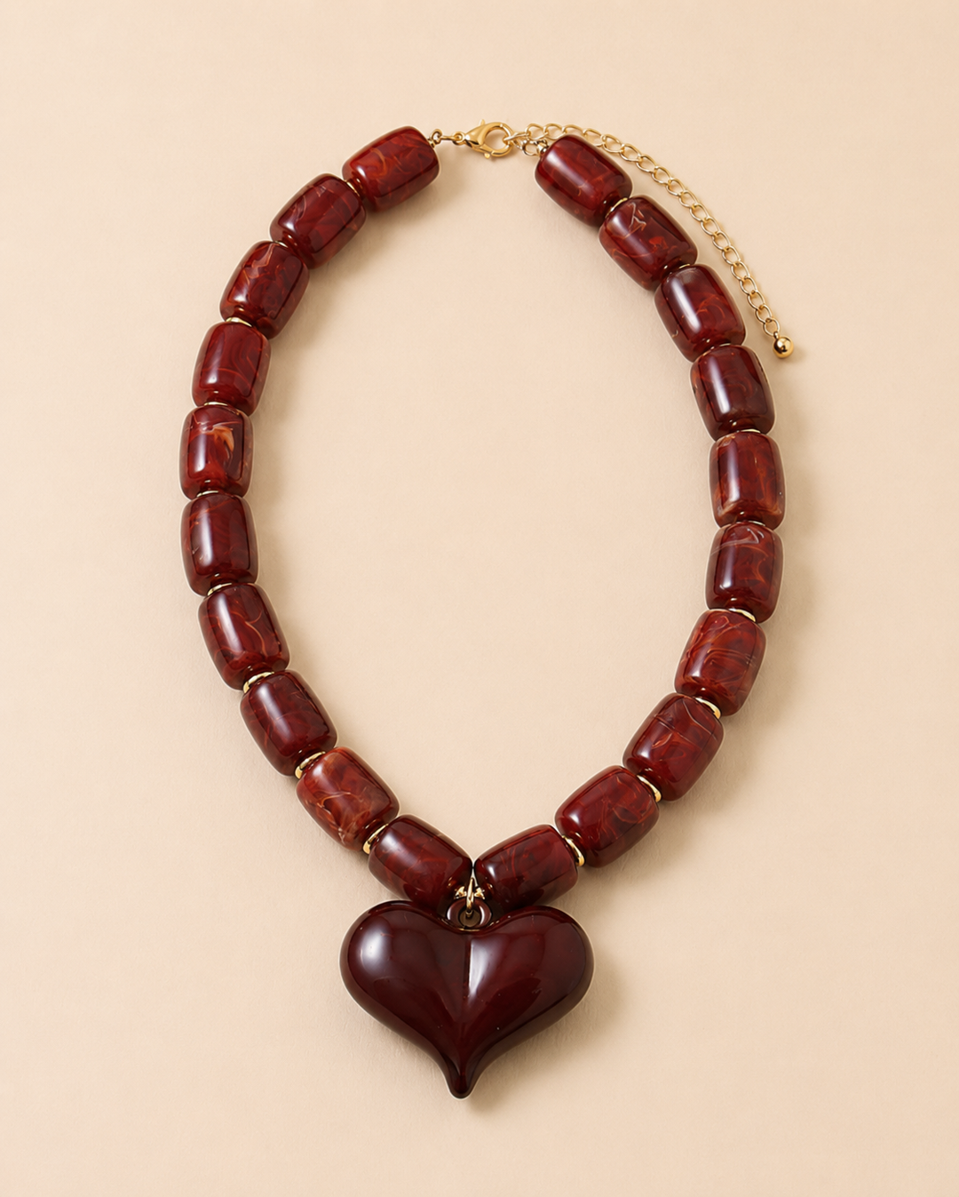 Claudet Collection-Brown Beaded w/Brown Heart Pendant