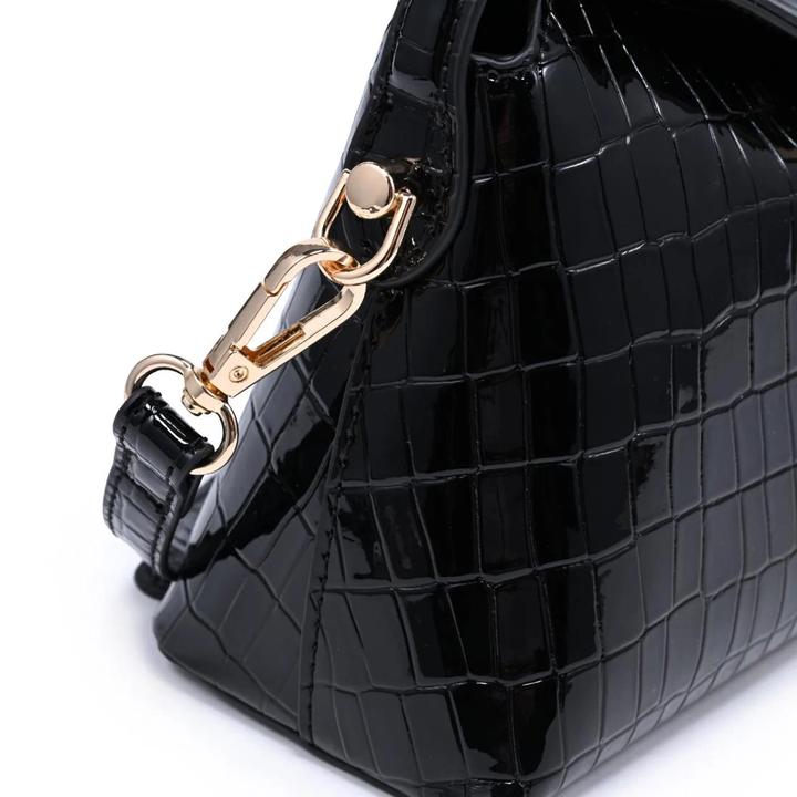 Katerina Crossbody-Black Croc