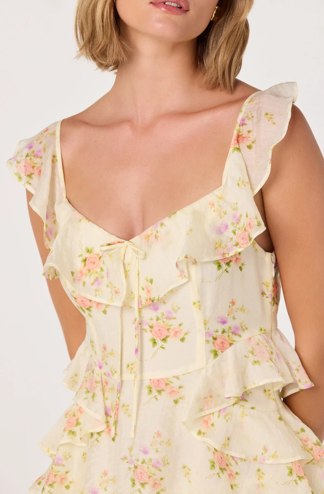 Adessa Floral Ruffle Tiered Maxi Dress-Yellow