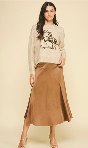 Cowboy Graphic Crew Sweater Oatmeal