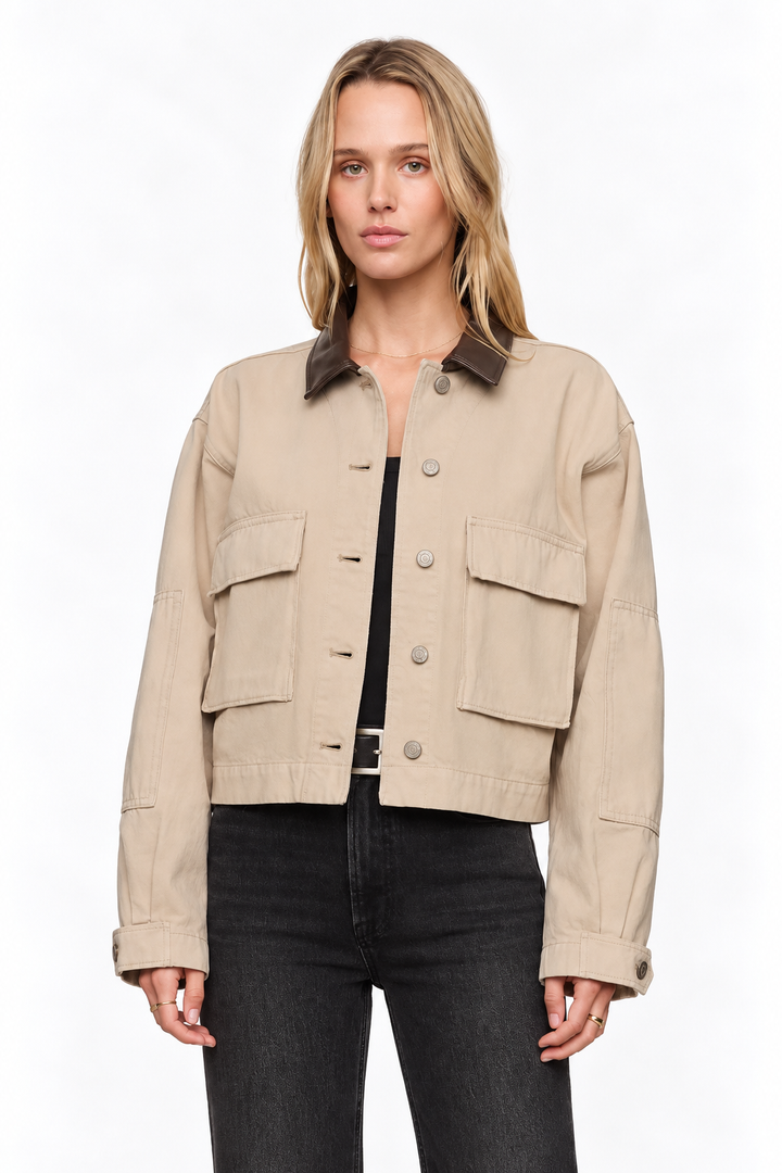 Rey Cropped Chore Jacket-Soapstone