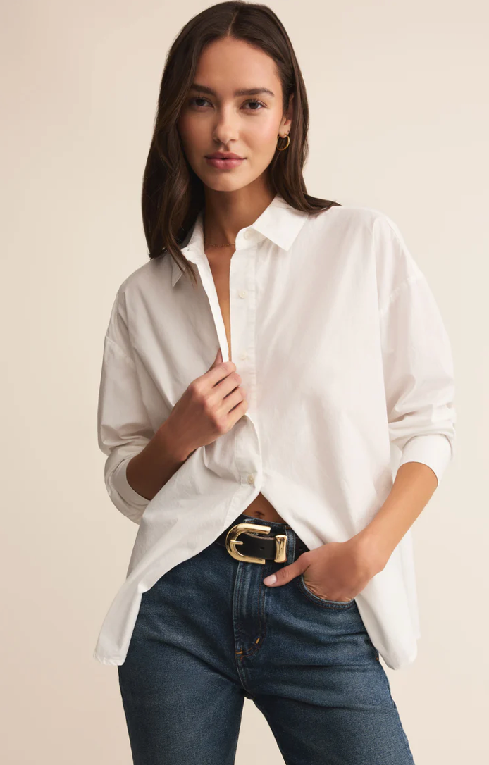 Elevated Poplin Button Up White