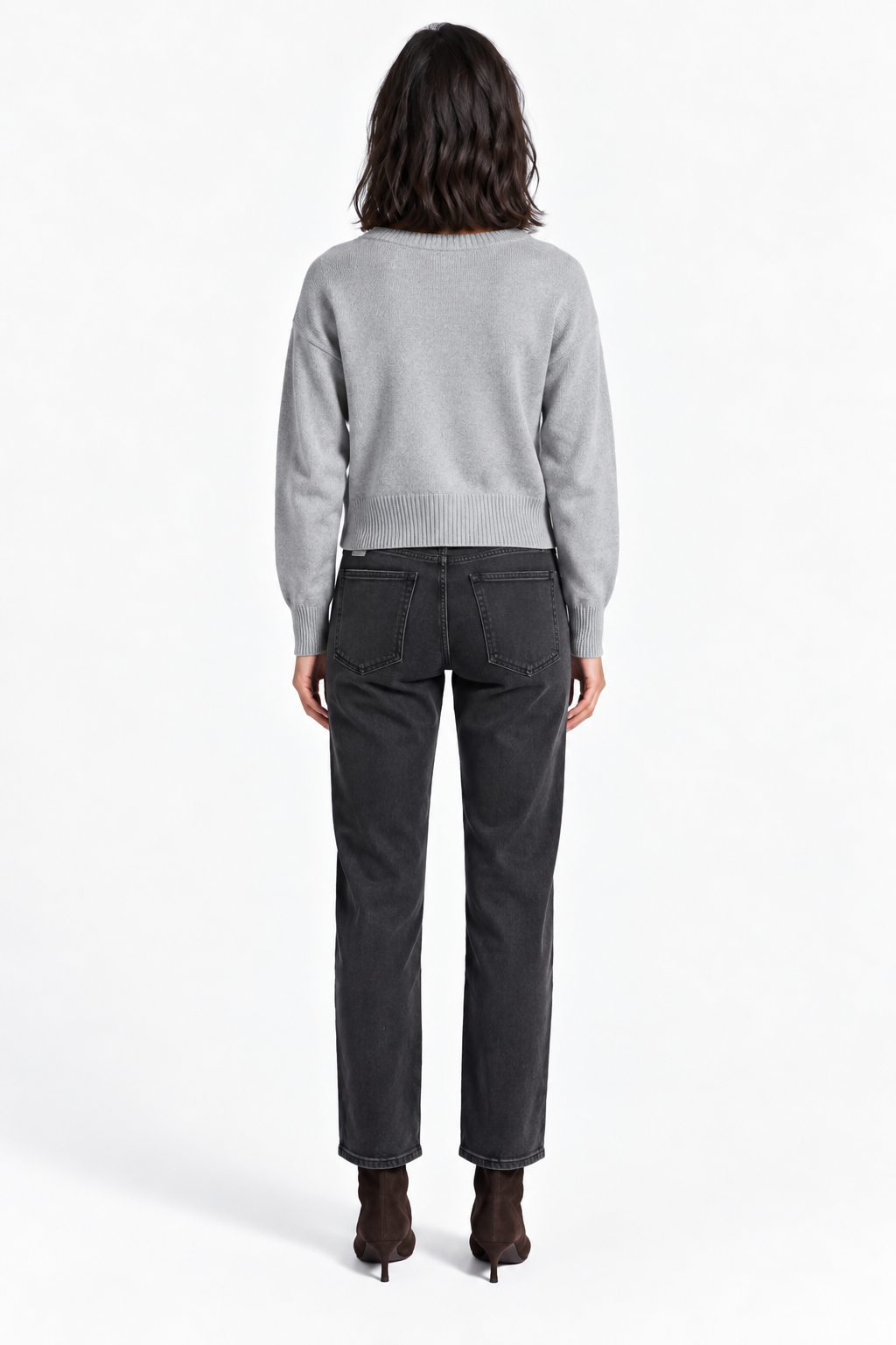 Emily V-Neck Sweater-Heather Grey