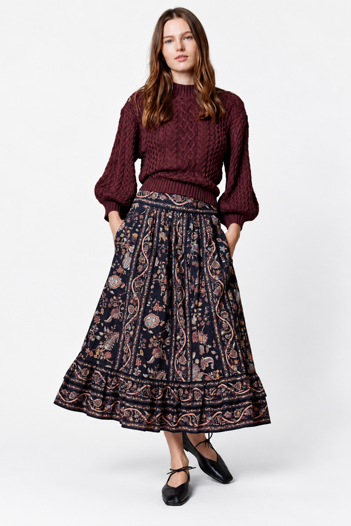 Morgan Midi Skirt-Bois Print