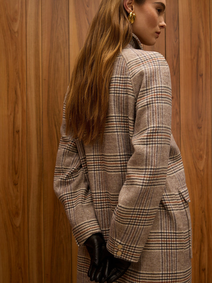 Sutton Plaid Tailored Coat-Ash Gray Multi