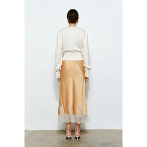 Camila Lace Trim Midi Slip Skirt Marigold