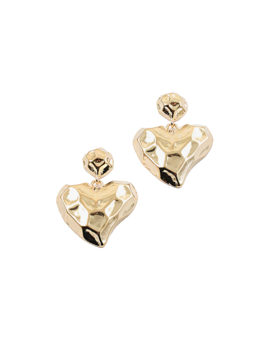 Gia Gold Shiny Hammered Heart Earring