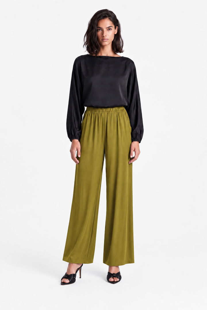 Washed Silky Trouser - Chartreuse