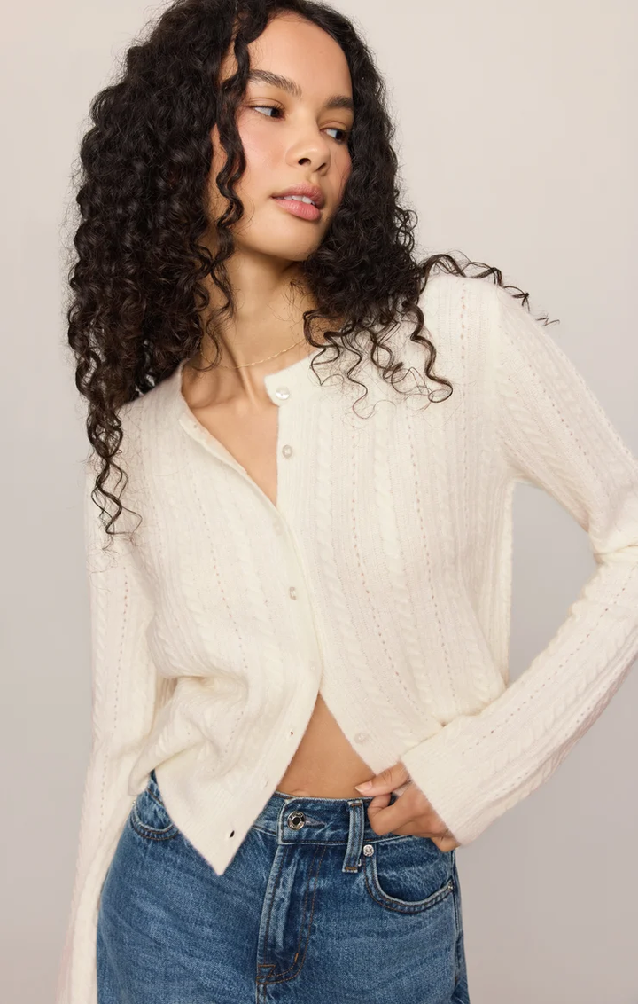 Medina Pointelle Cardigan-Cloud