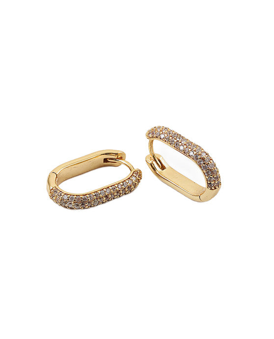 Gia Gold Dipped CZ Oval Hoop 1.25