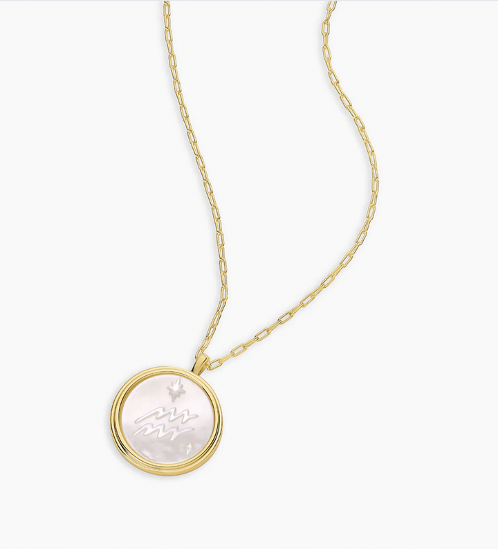 Zodiac Necklace Gold- Aquarius