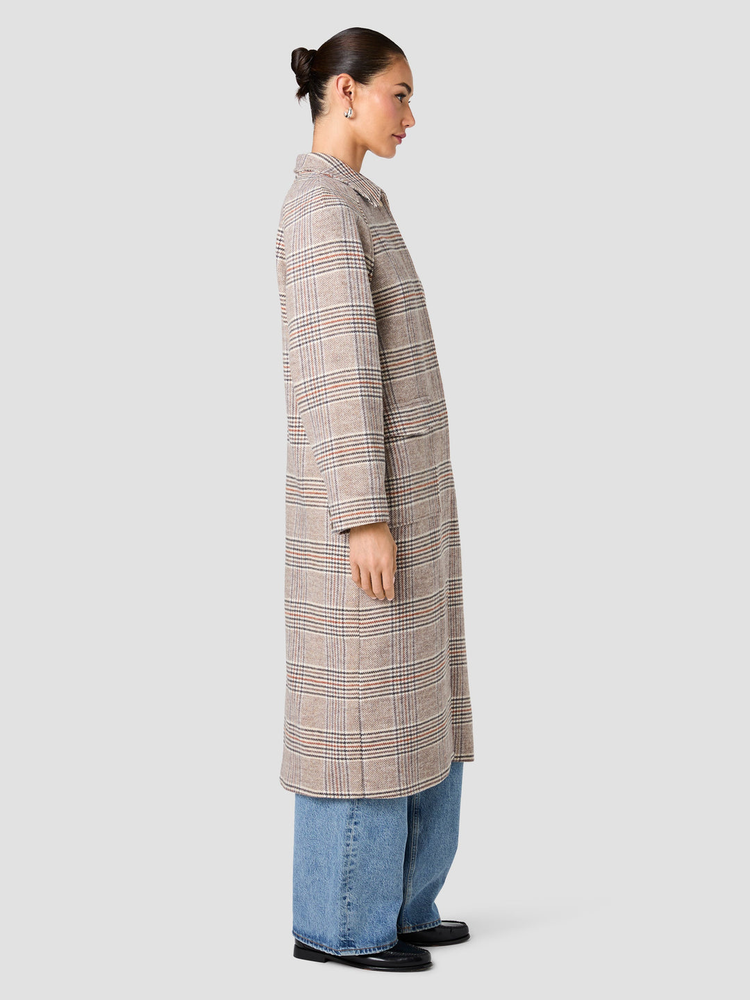 Sutton Plaid Tailored Coat-Ash Gray Multi