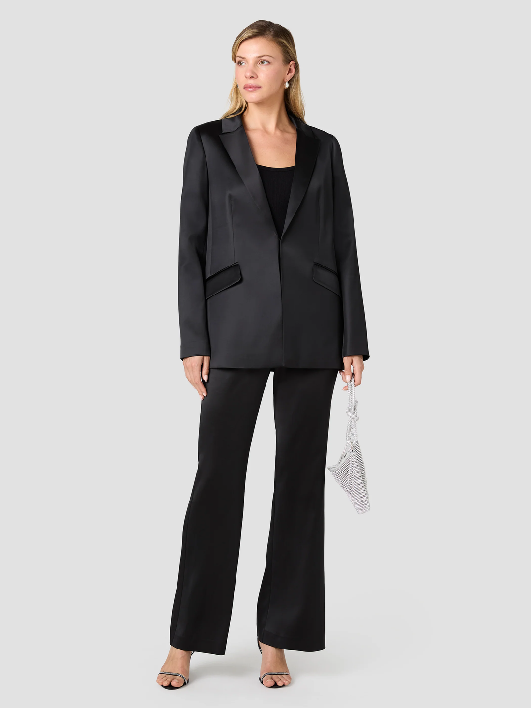 Maelys Satin Blazer-Black