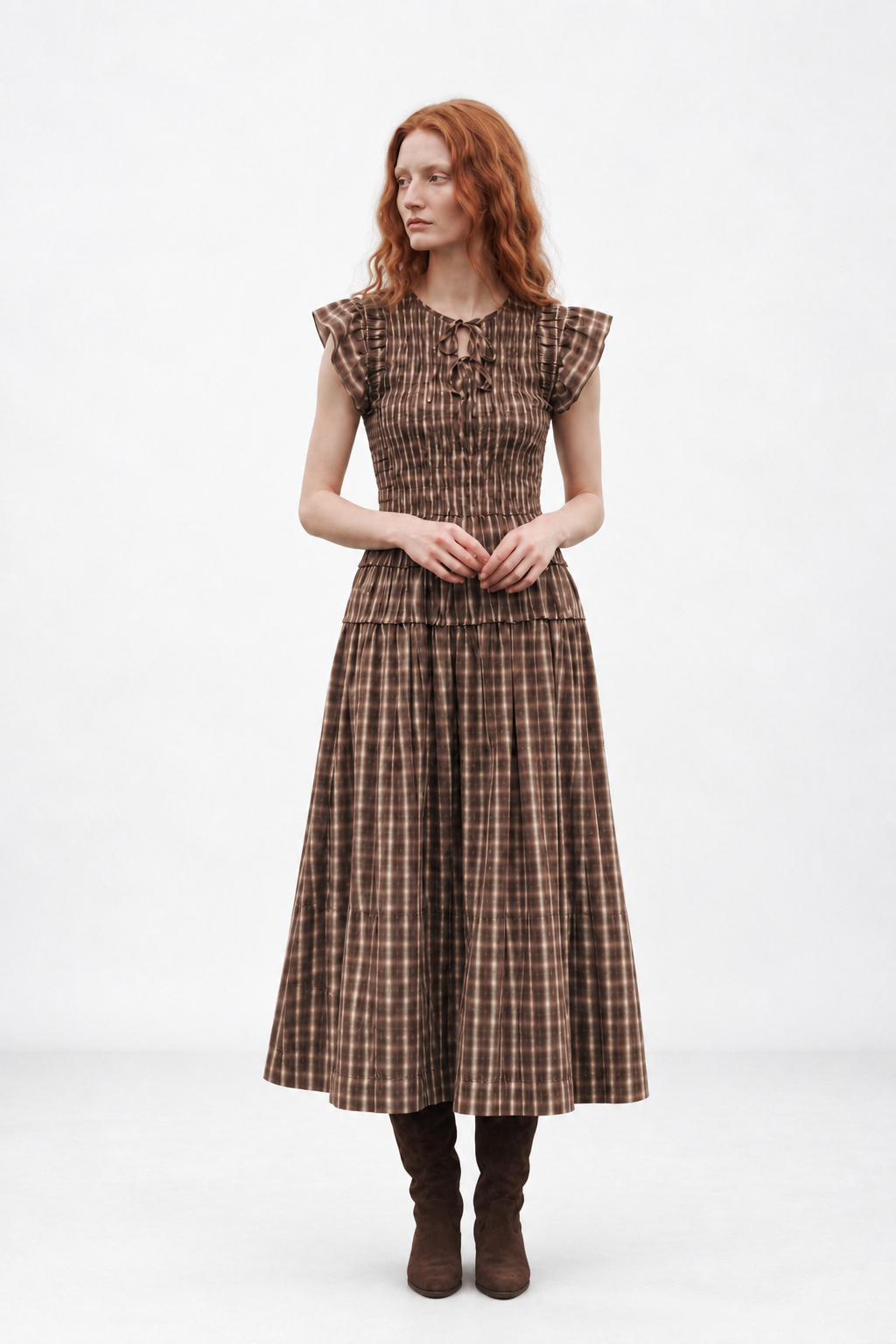 Hailey Brown Gingham Dress
