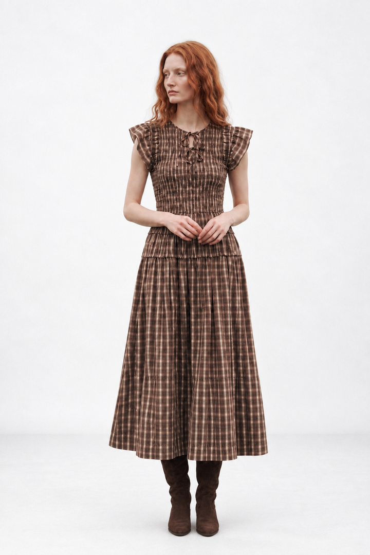 Hailey Brown Gingham Dress