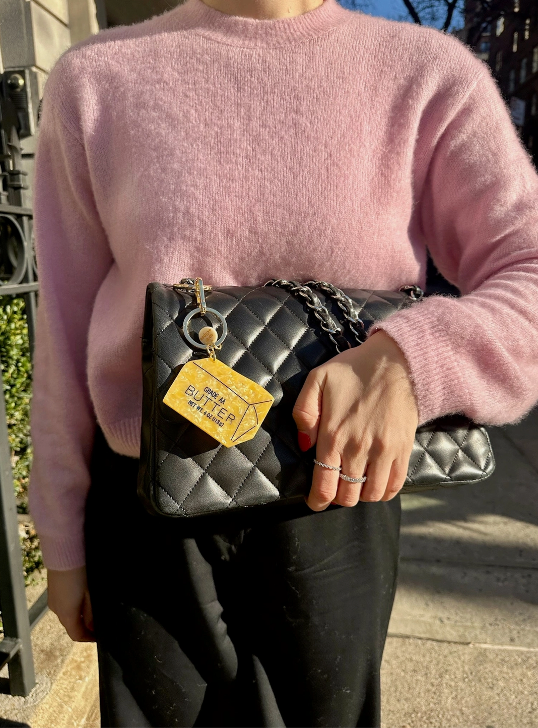 Hand-Painted Butter Bag Charm + Keycharm