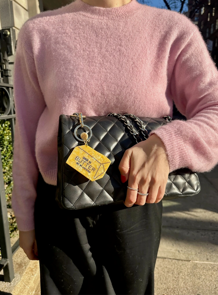 Hand-Painted Butter Bag Charm + Keycharm