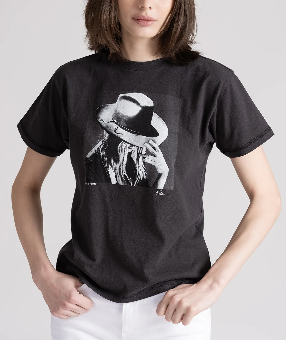 On The Verge Mushie Tee Worn Black