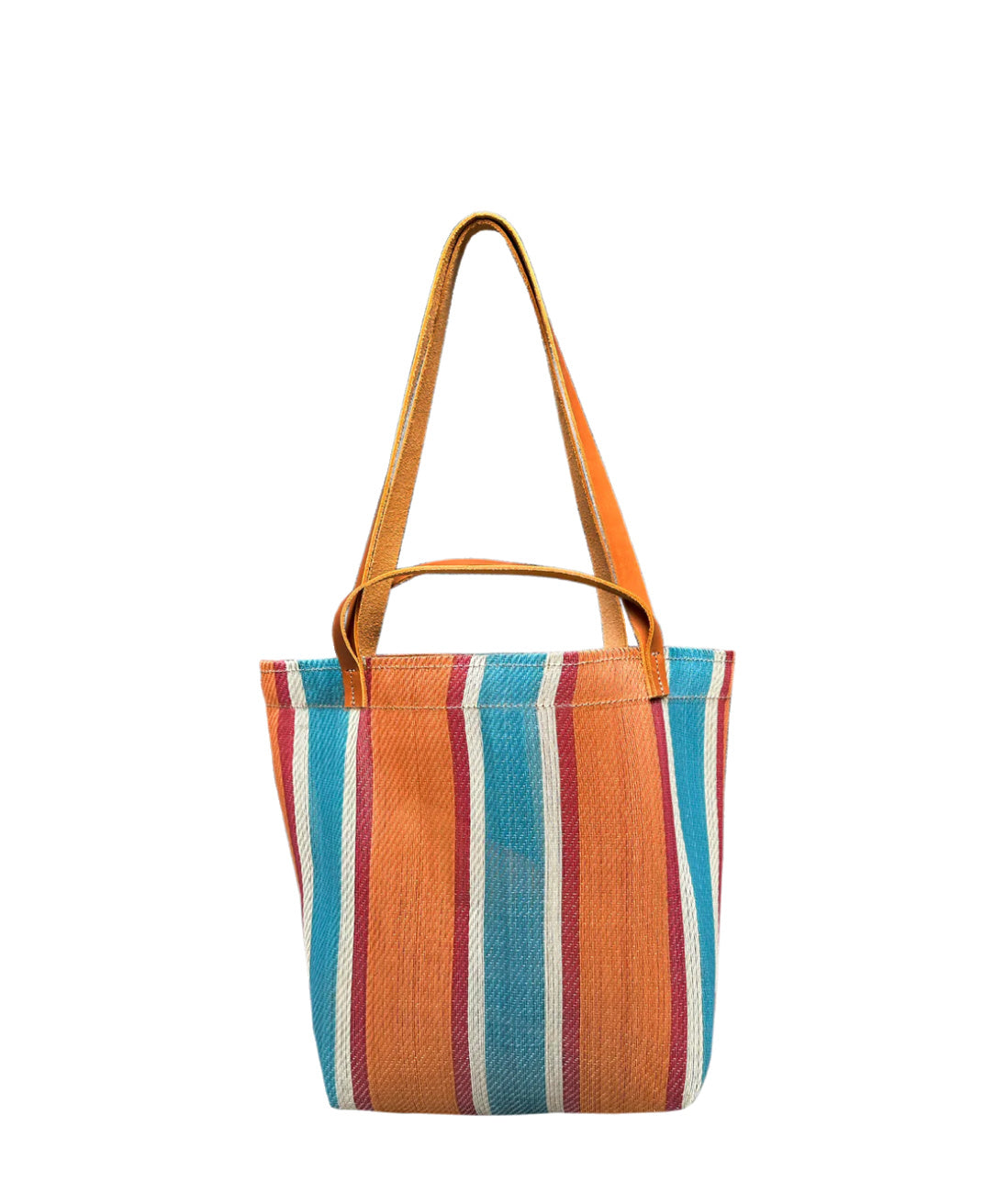 Mini Recycled Plastic Market Tote Bag in Orange and Blue